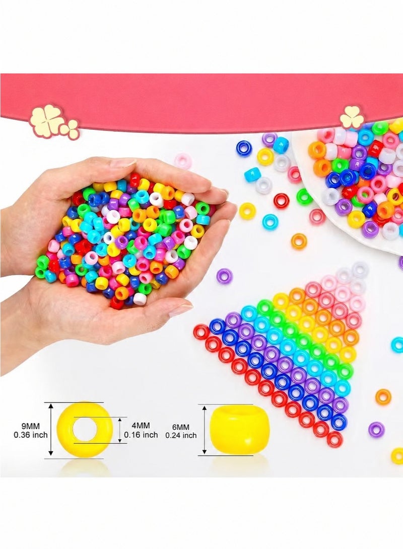 Capstro 1000PCS Large Hole 6x9mm Acrylic Pony Beads – Bright Red | DIY Jewelry Making Beads for Kids & Adults | Bulk Beading Kit for Bracelets, Necklaces, Keychains, Hair Braids & Arts and Crafts - Image 2