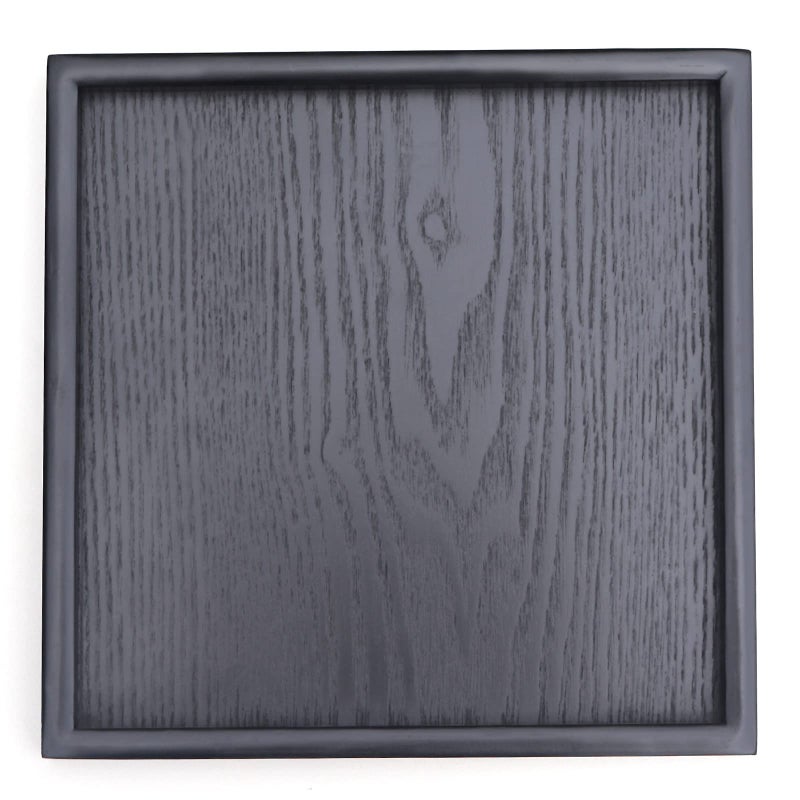 River-CJ Solid Wood Serving Tray, Square Non-Slip Tea Coffee Snack Plate, Serving Tray with Raised Edges, for Home Kitchen Restaurant - Image 1