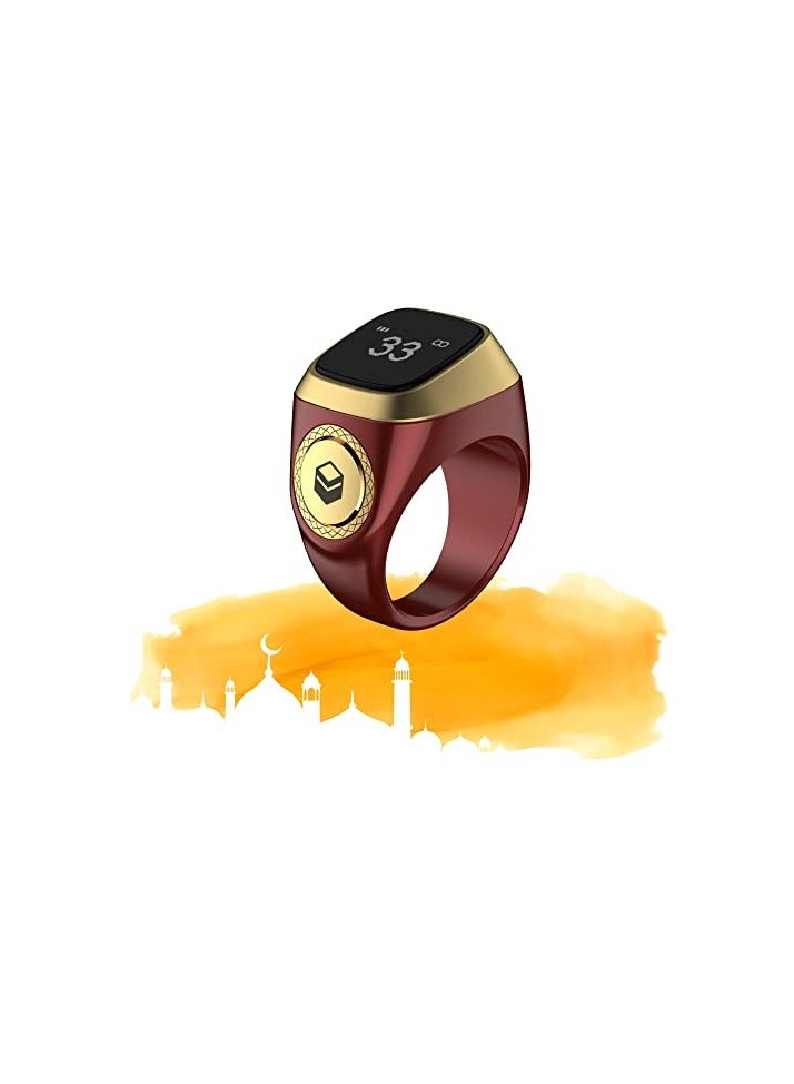 Zikr  Lite Smart Ring 18mm for Muslims Tally Tasbeeh Counter with Vibration Reminder Brown - Image 3