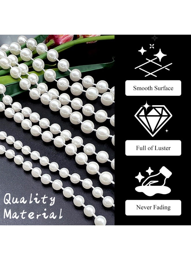 MirageBotanics 10.5m Artificial Pearl Beads String Chain Garland Flowers Wedding Christmas Tree Holiday Decoration DIY Craft Pearl String (White) - Image 4