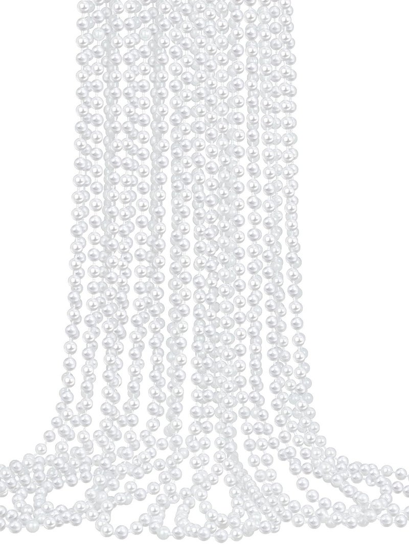 MirageBotanics 10.5m Artificial Pearl Beads String Chain Garland Flowers Wedding Christmas Tree Holiday Decoration DIY Craft Pearl String (White) - Image 1