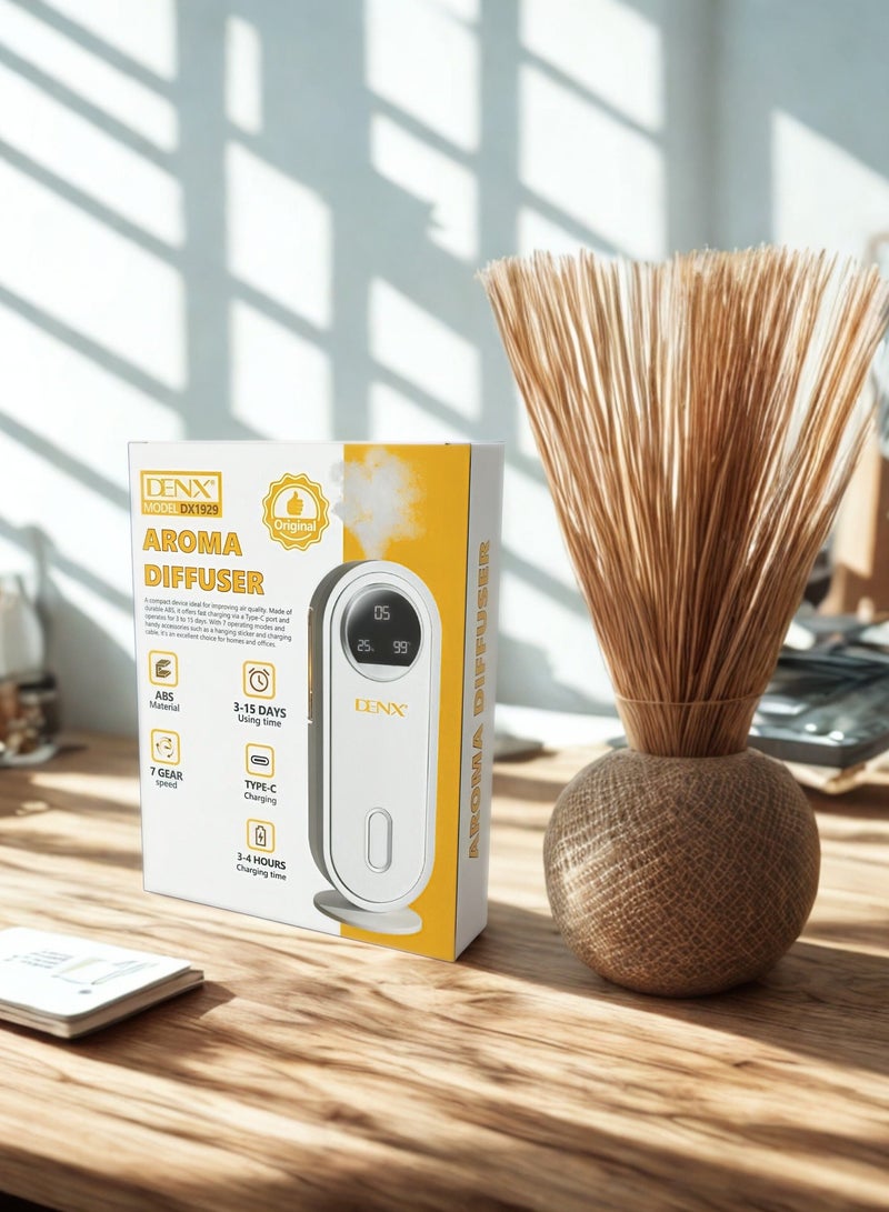 Denx Portable Smart Air Freshener with Digital Display – Type-C Charging – 7 Adjustable Levels – Up to 15 Days of Operation – Elegant Design for Homes, Offices, and Cars - Image 3