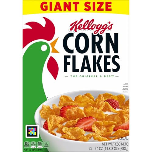 Kellogg's Corn Flakes Breakfast Cereal, Kids Cereal, Family Breakfast, Giant Size, Original, 24oz Box (1 Box) - Image 5