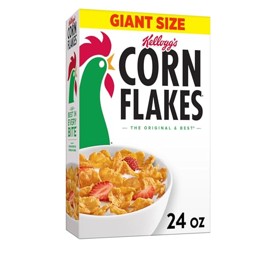 Kellogg's Corn Flakes Breakfast Cereal, Kids Cereal, Family Breakfast, Giant Size, Original, 24oz Box (1 Box) - Image 1