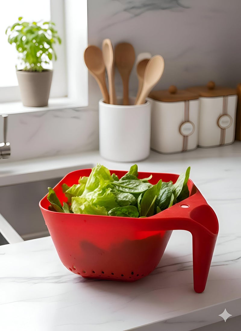 Steam Basket - Food-safe plastic colander designed for steaming vegetables and pasta; heat-resistant, lightweight, and dishwasher-safe for effortless kitchen tasks color red. - Image 2