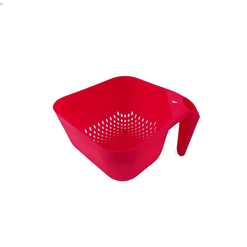 Steam Basket - Food-safe plastic colander designed for steaming vegetables and pasta; heat-resistant, lightweight, and dishwasher-safe for effortless kitchen tasks color red. - Image 1