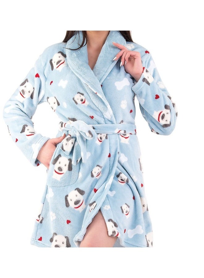 Dadoush Dadosh Women's Bathrobe Soft Bathrobe Warm Winter Nightsuit Pink Blue with Matching Socks Women Nightgown - Image 3