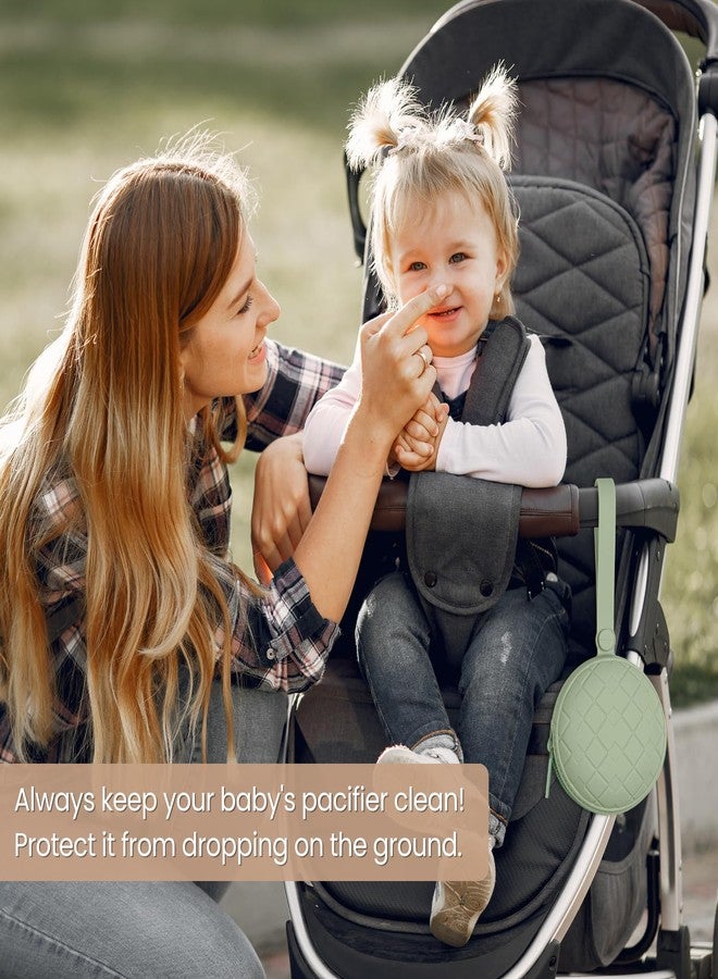 Sallurna 2 Pack Silicone Pacifier Holder Case, Baby Pacifier Holder Pouch for Newborn, Boys and Girls, Portable Silicone Pacifier Bags (Sage+Ether) - Image 3