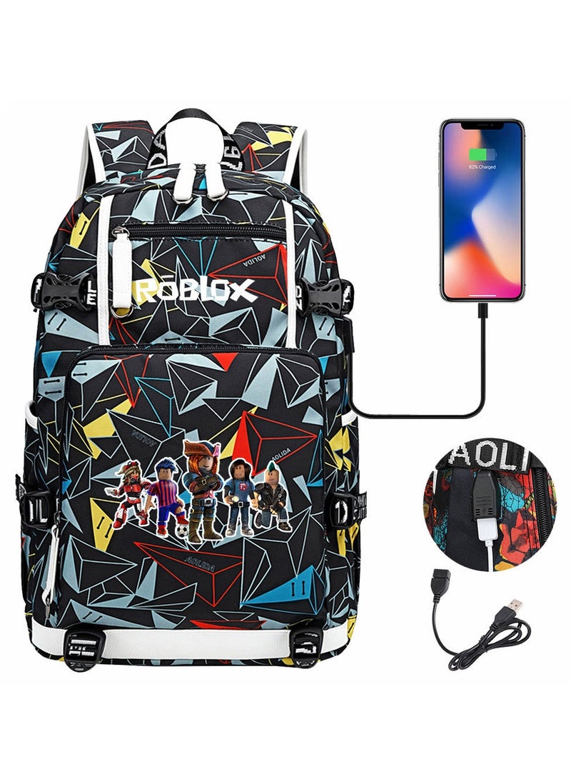 روبلوكس مجموعة حقيبة ظهر بقفل كلمة مرور USB هزلية مكونة من ثلاث قطع