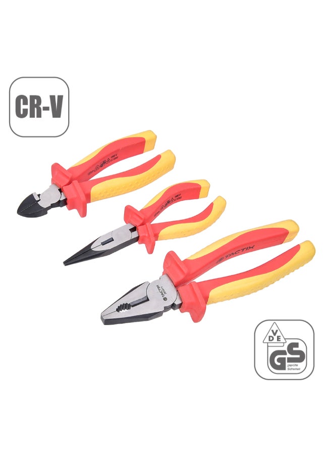 Tactix 3-Piece 1000V VDE-Tested Insulated Plier Set Yellow and Orange 3.5 x 24 x 18 cm 201083 - Image 2