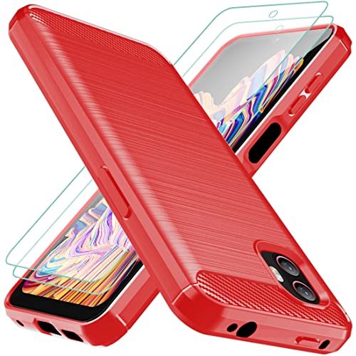 Osophter for Samsung Galaxy Xcover 6 Case with 2 Screen Protectors, Shock-Absorption Flexible TPU Rubber Protective Cell Phone Cover(Red) - Image 1