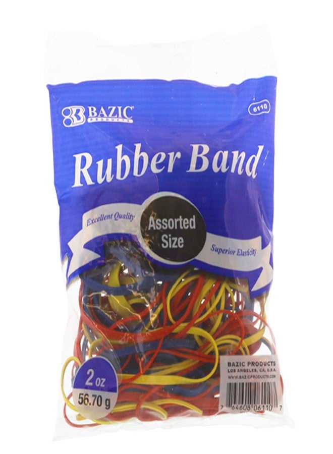 Bazic Products BAZIC 2 Oz./56.70g Assorted Sizes and Colors Rubber Bands (6110-36) - Image 1