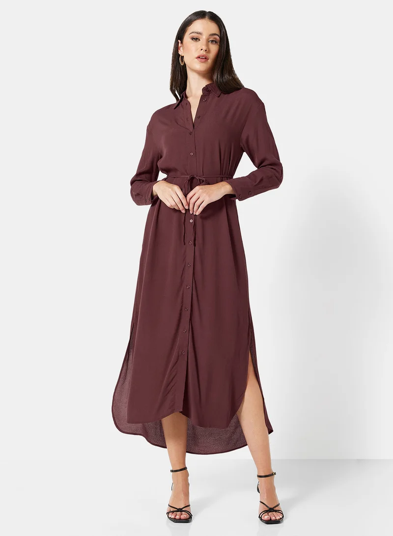 مانجو Sonia Belted Midi Shirt Dress
