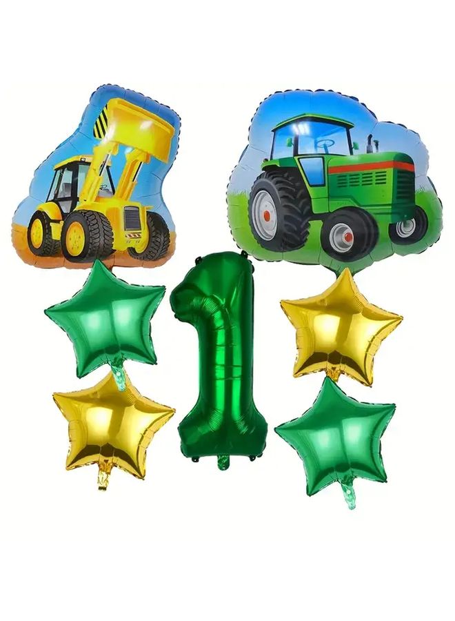Farm Truck Bulldozer Birthday Balloon Set With Number 6 For Party Decorations - Image 3