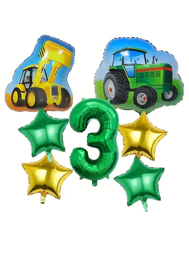 Farm Truck Bulldozer Birthday Balloon Set With Number 6 For Party Decorations - Image 5