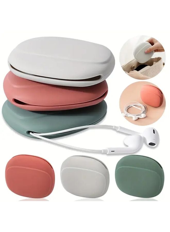 Grey Silicone Earphone Storage Bag Data Cable And Charger Organizer Pouch - Image 2