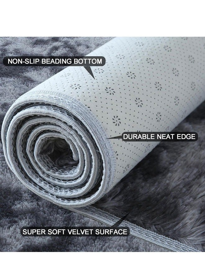 Area Rug for Bedroom Soft Fluffy Non-Slip Dark Gray Rug Large Tie-Dyed Area Rugs for Living Room Indoor Modern Plush Carpet for Kids Room, Nursery Room, Fuzzy Plush Rug for Dorm  Deep Grey - Image 3