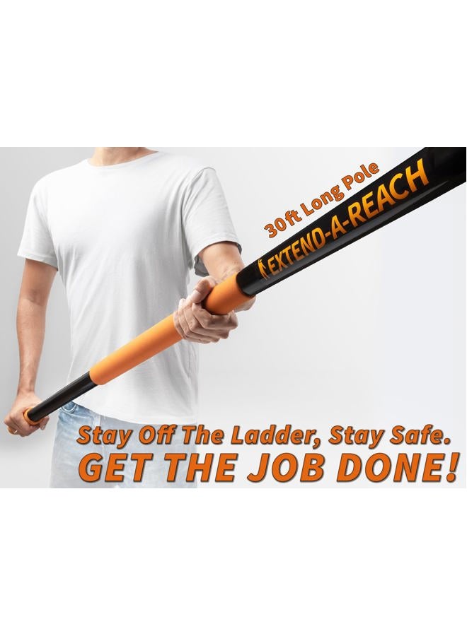 EXTEND-A-REACH مجموعة فرش تنظيف المنازل الخارجية بطول 36 قدم مع عمود تمديد من 7-30 قدم // فرش تنظيف الفينيل مع عمود قابل للتمديد وأداة تنظيف النوافذ // مجموعة فرش التنظيف الممتدة النهائية - Image 2