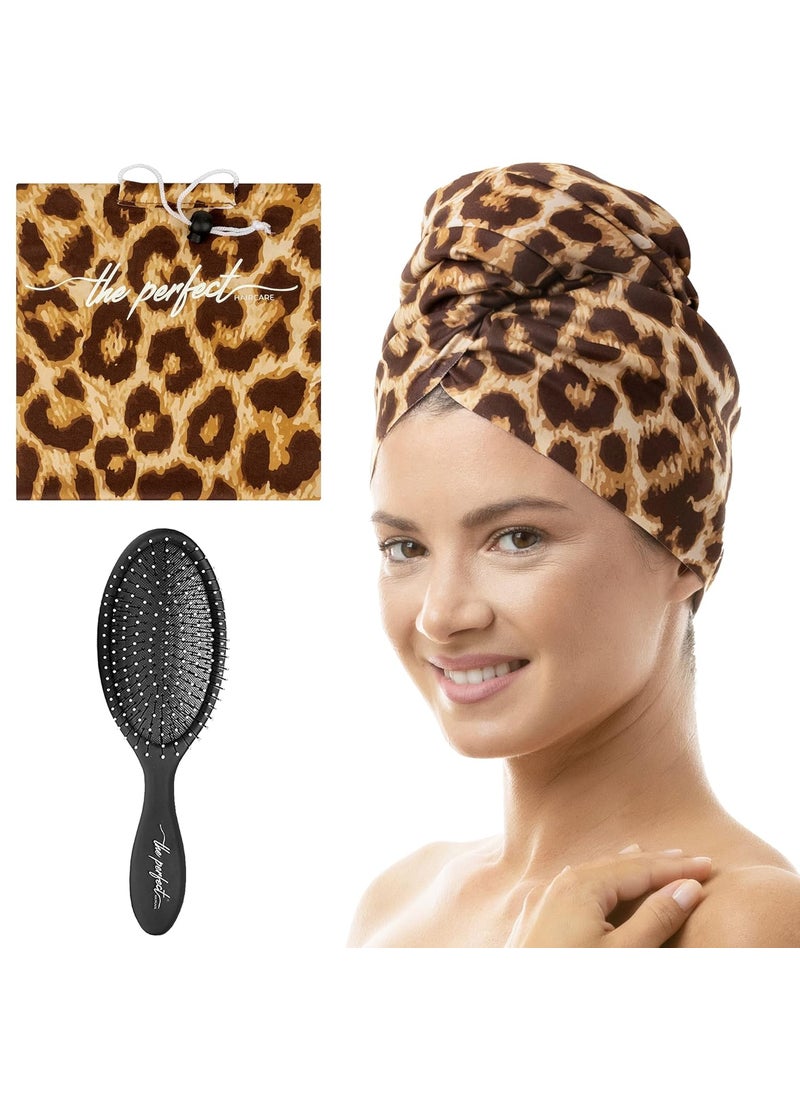 THE PERFECT HAIRCARE - THE PERFECT HAIRCARE Microfiber Curly Hair Towel Wrap with WetDry Brush  Fast Drying and Gentle Detangling for Women Girls Kids Children  Great for Travel Gifts and Hair Extensions - Image 1