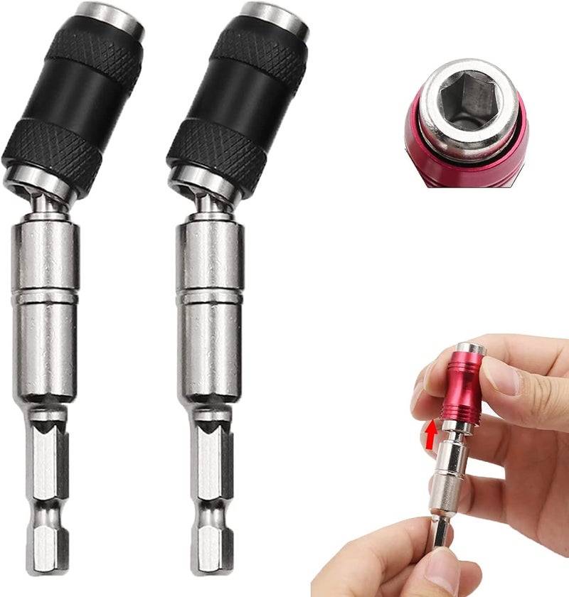 woobles 2pcs Magnetic Swiveling Bit Tip Holder, Magnetic Pivot Drill Bit Holder, Pivot Bit Holder, Magnetic Hex Shank Adapters, Can Be Bent 0-20°, The Head of The Post Can Be Rotated 360° (Style 4) Style 4 - Image 1