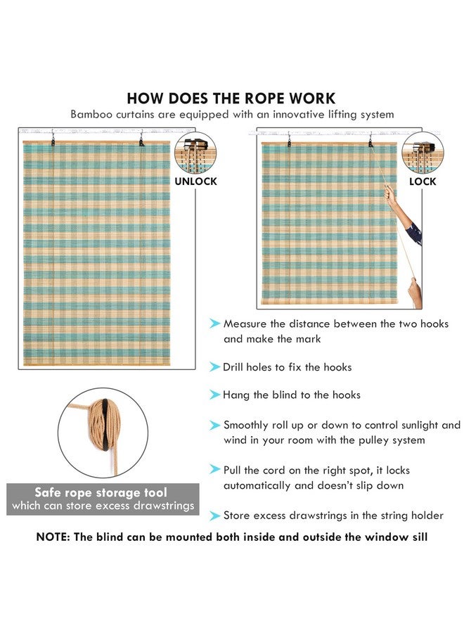 ABOUT SPACE Bamboo Curtains - W 3 ft x H 6 ft - Rope Mechanism Roll Up Down Bamboo Shade for Sunlight, Dust Protection Window Chick Blinds for Balcony, Restaurant, Hotel, Dhaba, Resort - Image 3