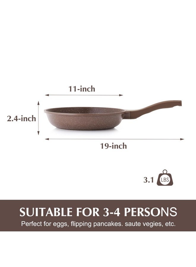 سنسارتي مقلاة سينسارتي غير لاصقة، مقلاة أومليت مطلية بالجرانيت، مقلاة طبخ صحية من الحجر، خالية من حمض بيرفلورو الأوكتانويك، لون بني توفي (11 بوصة) - Image 5