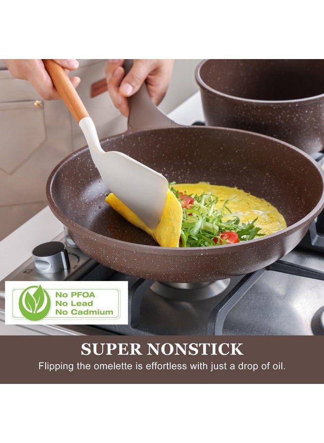 سنسارتي مقلاة سينسارتي غير لاصقة، مقلاة أومليت مطلية بالجرانيت، مقلاة طبخ صحية من الحجر، خالية من حمض بيرفلورو الأوكتانويك، لون بني توفي (11 بوصة) - Image 2