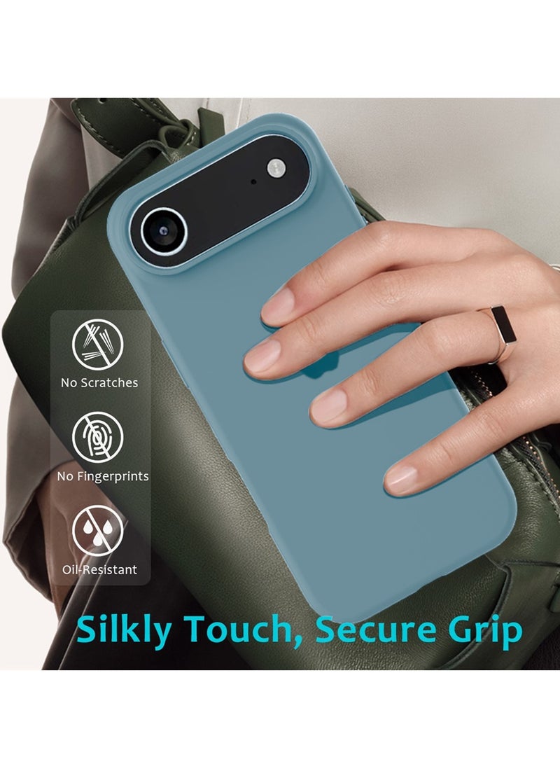 دبليو تيك جراب أبل آيفون  إير 5G 2025 الفاخر عالي الجودة مصنوع من السيليكون السائل (MCRPSN) - اللون الأزرق الصخري - Image 2