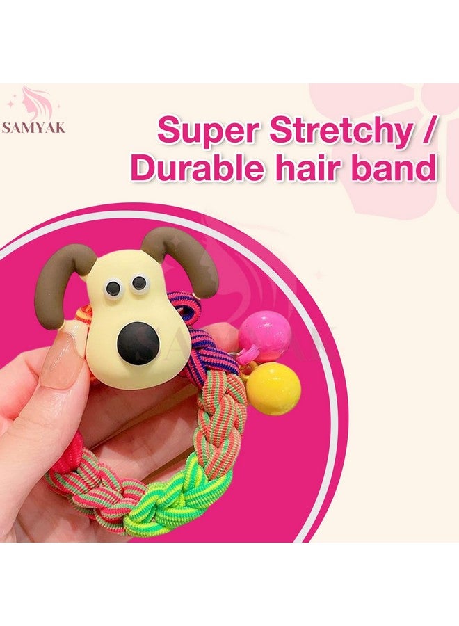 Samyak 6 Pcs Ponytail Holders Cute Cartoon Bear Braided Rubber Bands Hair Ties For Kids & Girls - Image 5