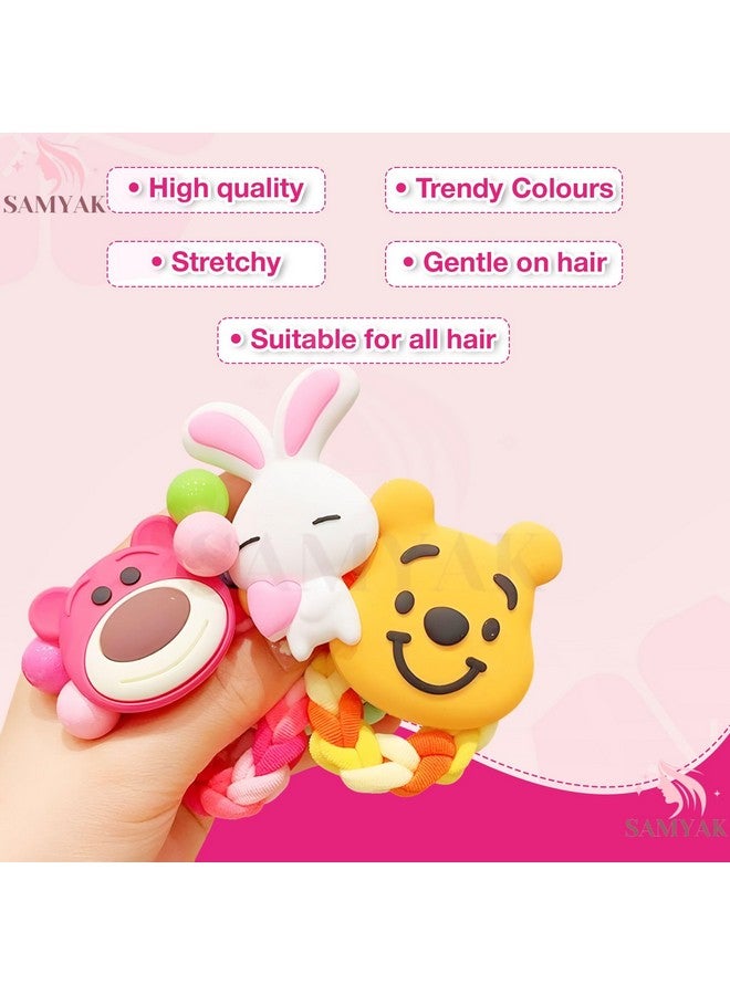 Samyak 6 Pcs Ponytail Holders Cute Cartoon Bear Braided Rubber Bands Hair Ties For Kids & Girls - Image 2