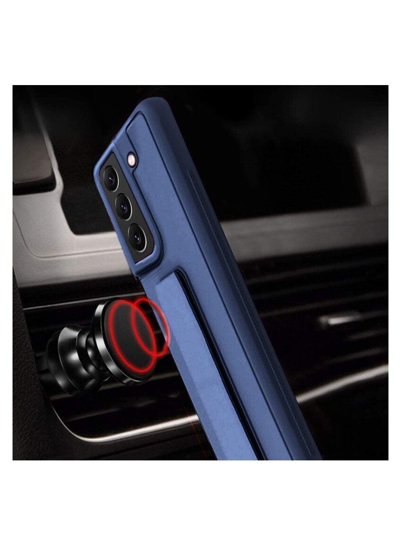 Samsung Galaxy S23 Plus Case Cover Magnetic Car Mount Kickstand & Holder, Premium Silicone Vertical & Horizontal Hand Strap and Grip with Multi Stand for Samsung Galaxy S23 Plus (Blue) - Image 3