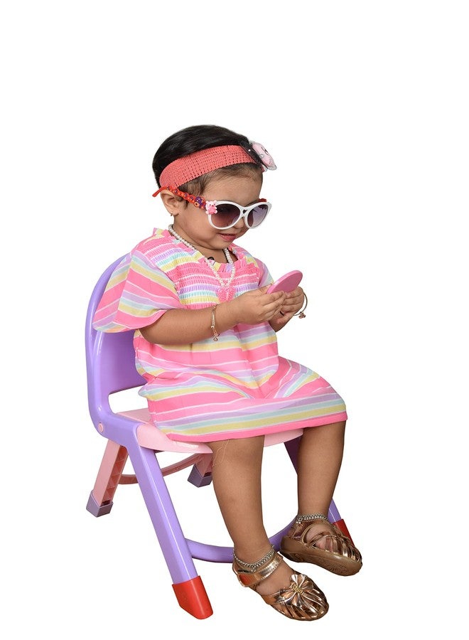 نابيا كرسي نابيا المتين القابل للطي للأطفال مع دعم للظهر، كرسي بلاستيكي قوي ومتين للأطفال (سعة وزن 80 كجم، يمكن استخدامه من قبل البالغين أيضًا) (وردي) - Image 2