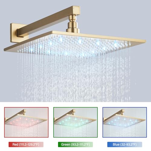 Saeuwtowy نظام دش سايوتاوي من النيكل المصقول 12 بوصة مع رأس دش مطري LED ومجموعة دش يدوية من النحاس - Image 4