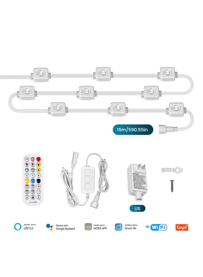 مويس شريط إضاءة LED ذكي WiFi خارجي مقاوم للماء IP67 – 16 مليون لون RGB، مزامنة مع الموسيقى، ريموت RF، متوافق مع أليكسا وجوجل أسيستنت - Image 2