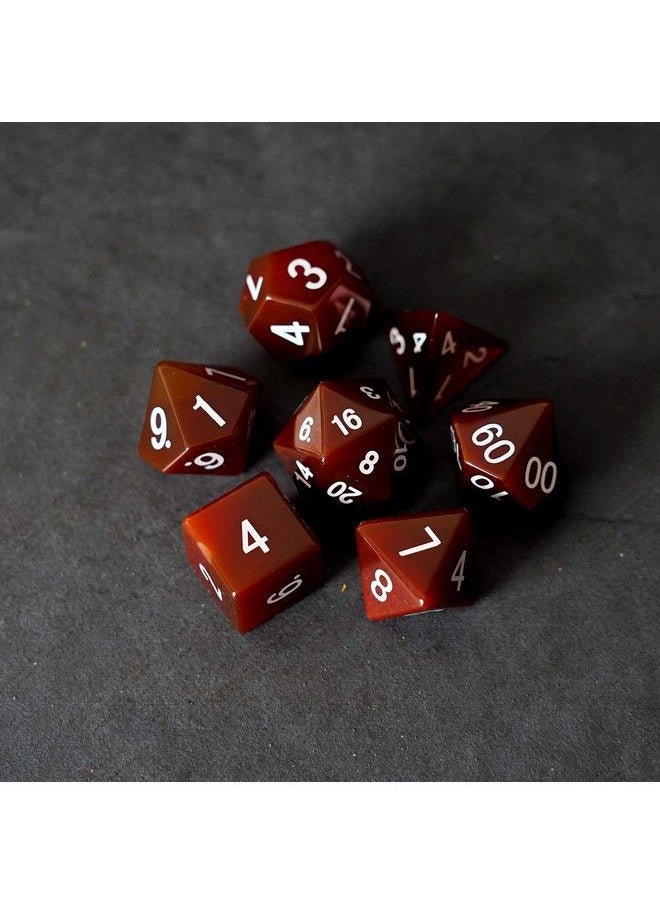 Metallic Dice Games - Dice Games 16Mm Gemstone Stone Poly Dnd Dice Set: Carnelian Role Playing Game Dice For Dungeons And Dragons - Image 1