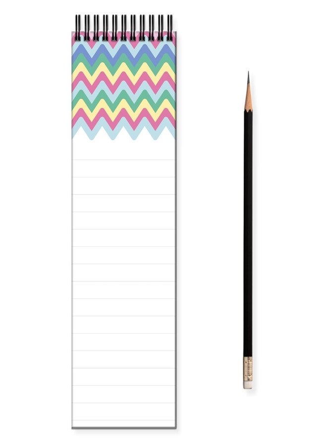 Yey Paper Magnetic Refrigerator Memo Pad, Colorful Chevron Design Fridge Magnet Notepad, Multipurpose Memopad, Size 3x8 inches, 50 pages (Free Magnetic Pencil Included inside) - Image 1