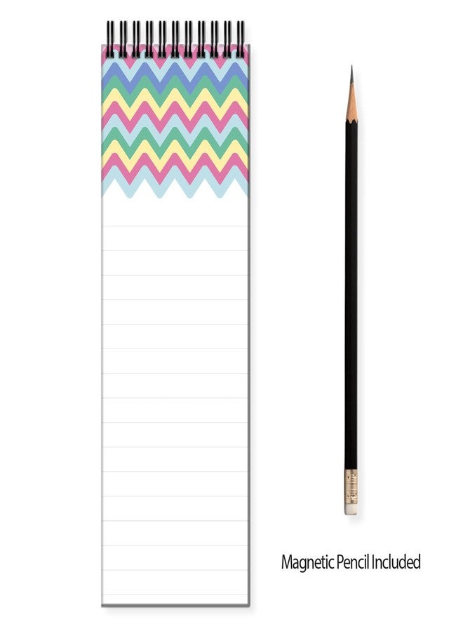 Yey Paper Magnetic Refrigerator Memo Pad, Colorful Chevron Design Fridge Magnet Notepad, Multipurpose Memopad, Size 3x8 inches, 50 pages (Free Magnetic Pencil Included inside) - Image 2