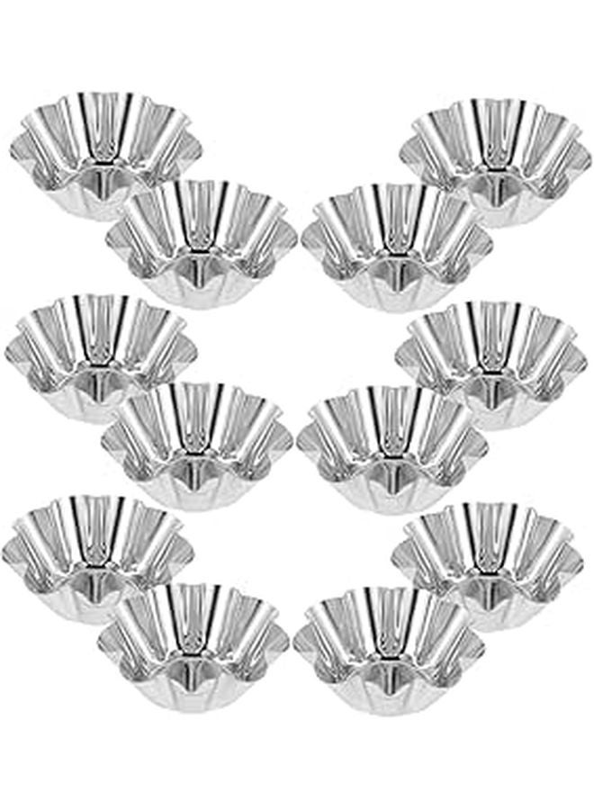Stainless Steel Non Stick Fluted Tart Muffin Baking Mold Set 12 Pcs for Parties - Image 1