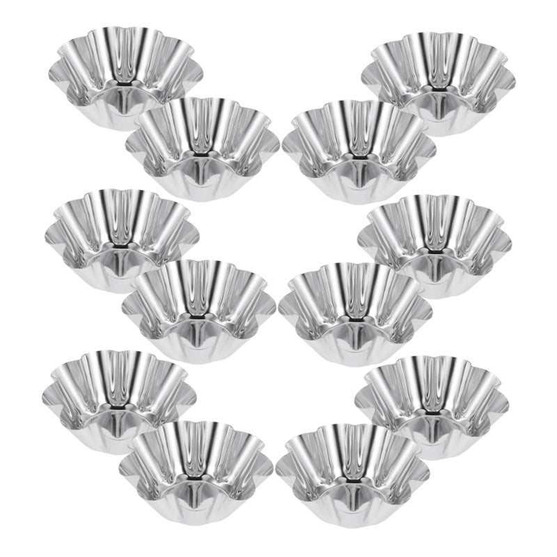 Stainless Steel Non Stick Fluted Tart Muffin Baking Mold Set 12 Pcs for Parties - Image 2