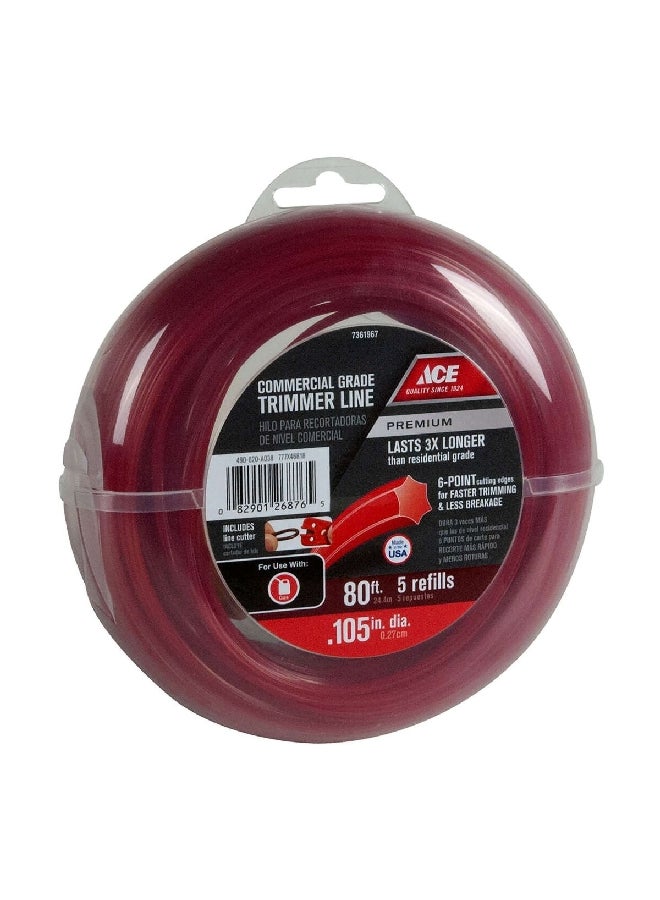 ACE Premium Commercial Grade Trimmer Line with Cutter Burgundy 80 ft 490-020-A038