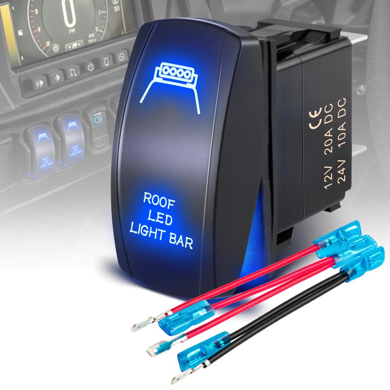 Anina Roof LED Light Bar Switch 12V24V 5Pin Rocker Laser Toggle On Off for Polaris Honda Range Toyota GM Ford Yamaha Jeep Pickup Trucks RVs Cars Trucks Boats ATVs UTVs with Jumper Wires Set - Image 3