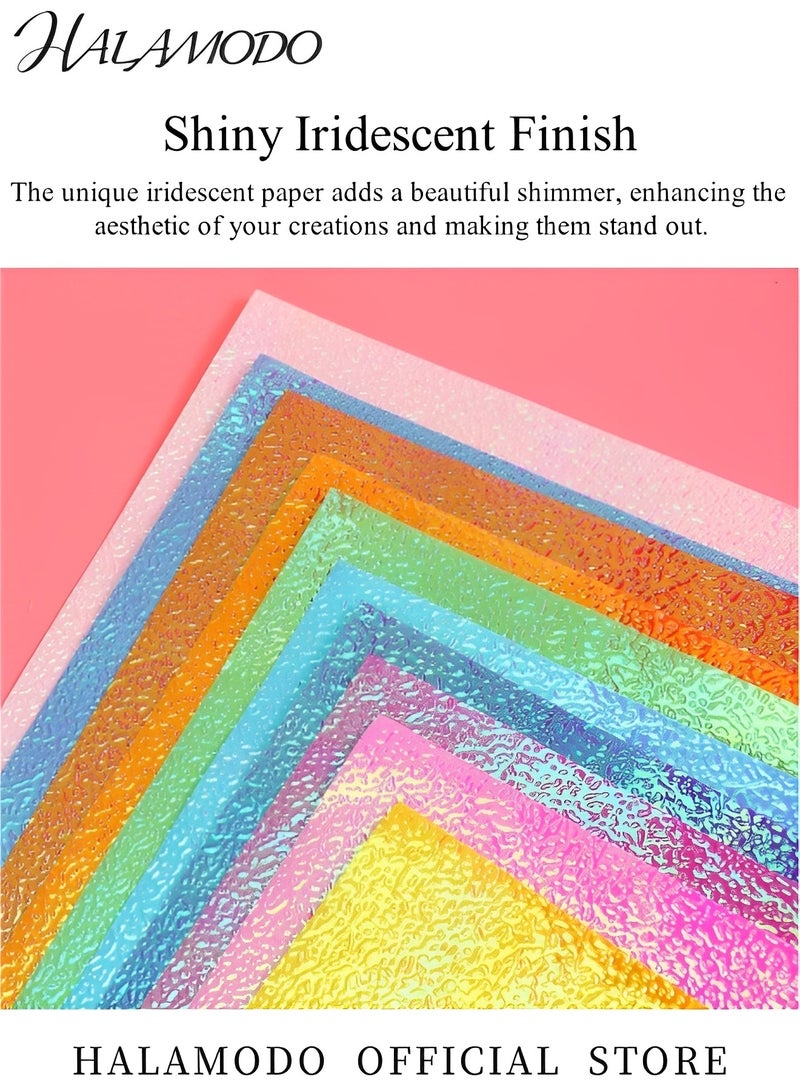 HALAMODO 50 Sheets Origami Paper 10 Colors Shiny Origami Paper Square Iridescent Paper Origami Paper Decoration Paper for Crane Stars Airplanes Planes Animals Kids Arts and DIY Crafts - Image 5
