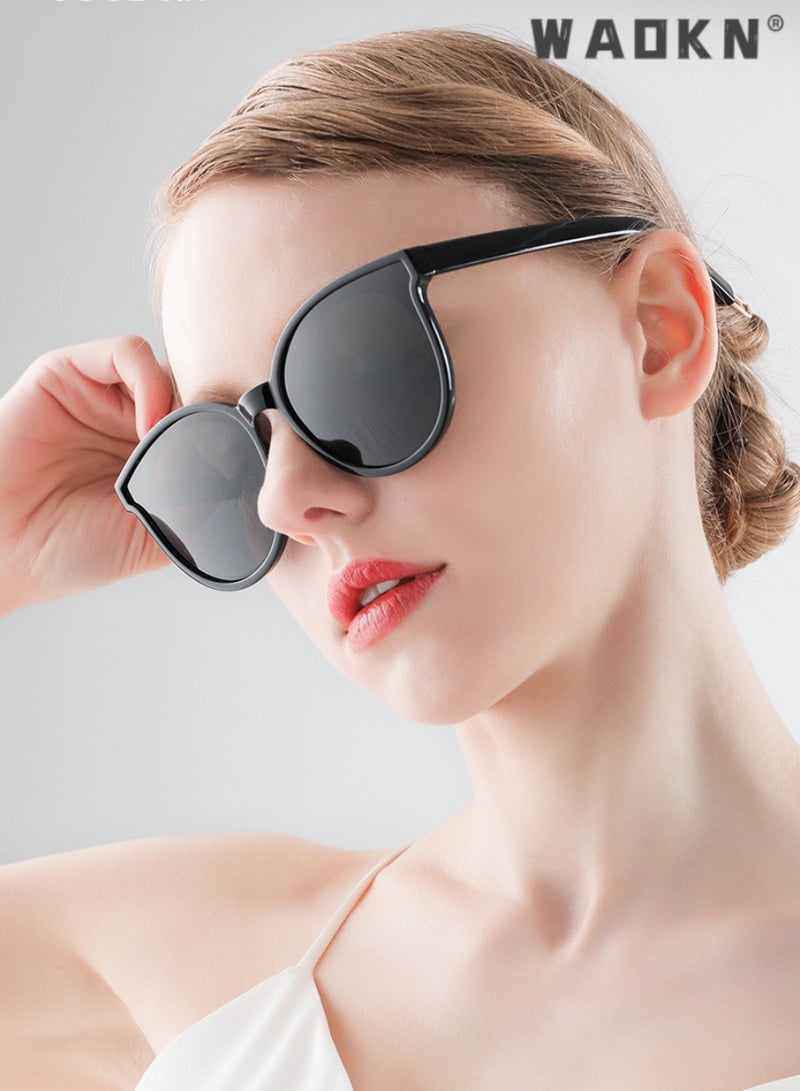 WAOKN Women's Round Polarized Sunglasses UV400 Protection Sun Glasses，Protection Retro Vintage Shades Large Plastic Frame Sunnies ,Sun Protection Sunglasses Suitable for Summer Outdoor Beach Travel Camping - Image 5