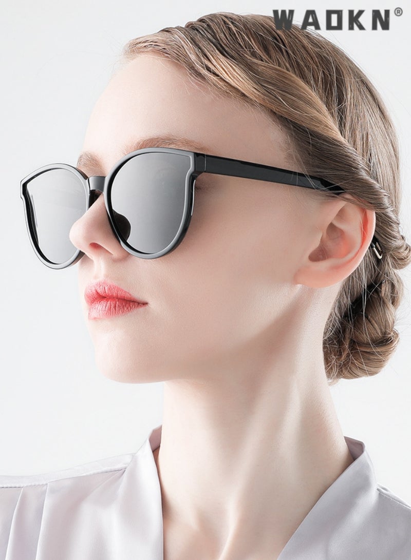 WAOKN Women's Round Polarized Sunglasses UV400 Protection Sun Glasses，Protection Retro Vintage Shades Large Plastic Frame Sunnies ,Sun Protection Sunglasses Suitable for Summer Outdoor Beach Travel Camping - Image 2