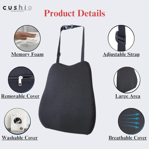 CUSHIO Car Lumbar Support Back Rest Support Memory Foam Cushion | Relieves Back Pain & Supports Posture | Ideal for Cars, Office Chairs, and Travel (Black Mesh) - Image 5