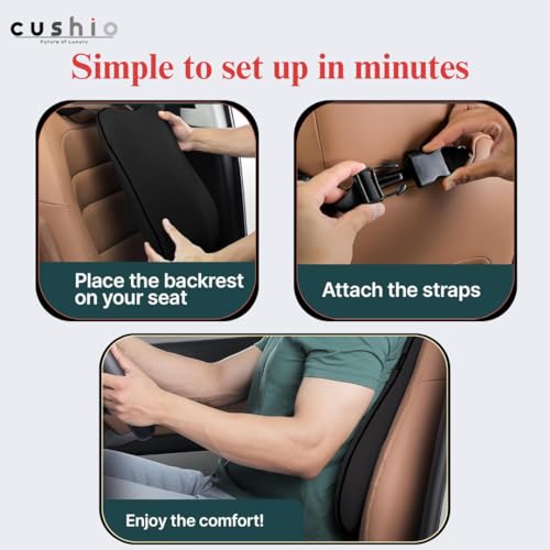 CUSHIO Car Lumbar Support Back Rest Support Memory Foam Cushion | Relieves Back Pain & Supports Posture | Ideal for Cars, Office Chairs, and Travel (Black Mesh) - Image 4