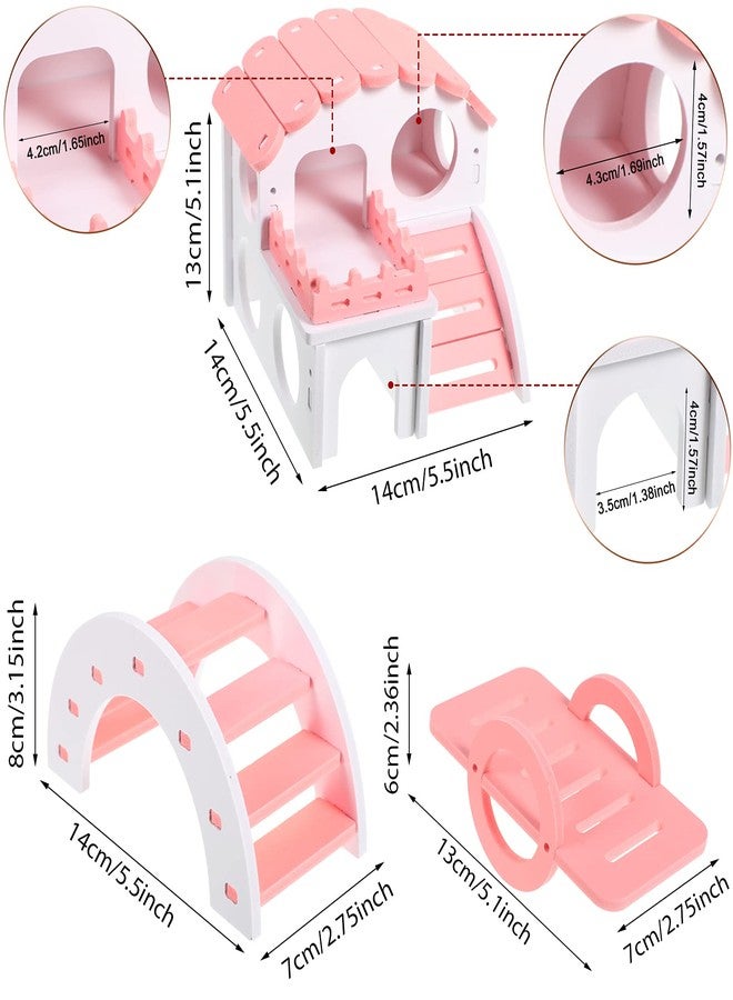 سكايليتي مجموعة ألعاب الهامستر الممتعة من سكايليتي، 3 قطع، تتضمن بيت هامستر خشبي، وجسر قوس قزح، ولعبة أرجوحة هامستر، ألعاب خشبية يمكنك صنعها بنفسك لتمرين الهامستر الصغير والفئران والجرذان والحيوانات الأليفة الأخرى (وردي، صغير). - Image 2