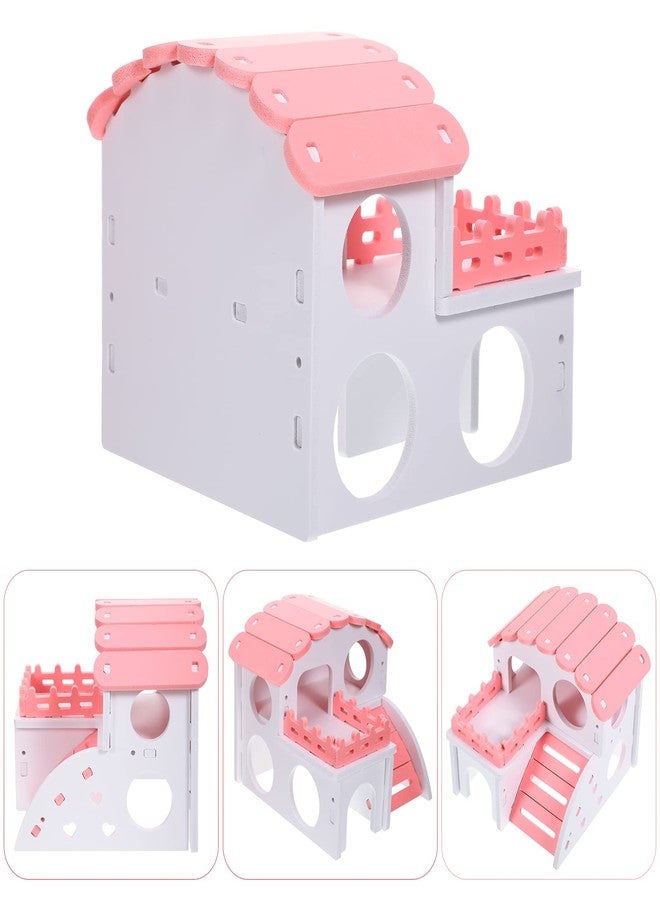 سكايليتي مجموعة ألعاب الهامستر الممتعة من سكايليتي، 3 قطع، تتضمن بيت هامستر خشبي، وجسر قوس قزح، ولعبة أرجوحة هامستر، ألعاب خشبية يمكنك صنعها بنفسك لتمرين الهامستر الصغير والفئران والجرذان والحيوانات الأليفة الأخرى (وردي، صغير). - Image 3