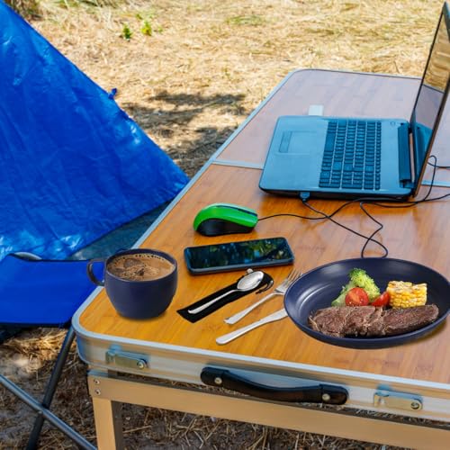 ReaNea Camping Utensils Set, ReaNea Camping Plates and Bowls Set with Coffee Mug, Travel Cutlery Set Include Spoon, Fork, Knife for Home, Poolside, Outdoor, Picnic, Camp - Image 5