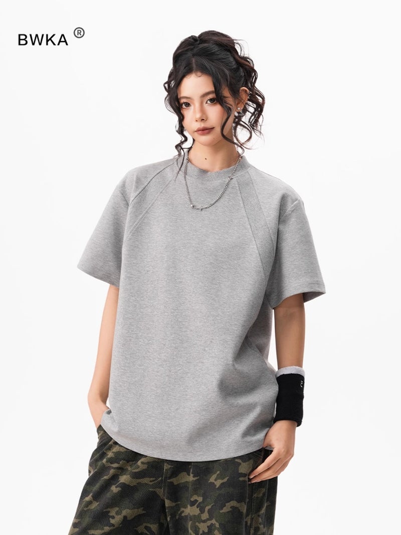 American High Street Retro Short-Sleeved T-Shirts for Men and Women in Summer Heavyweight High-End Right Shoulder Loose Cleanfit Tops Trendy - Image 5